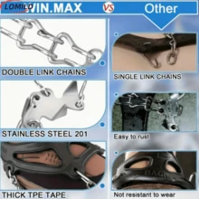 1 para antypoślizgowych ochraniaczy na buty, 8-zębowe kolce ze stali nierdzewnej, kolce do butów zapewniające przyczepność na zewnątrz, odpowiednie do chodzenia, biegania, wędrówek pieszych, wspinaczki, czarne