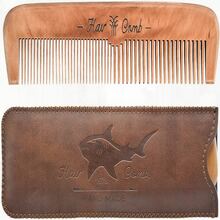 Wooden Hair Combs For Men & Leather Travel Case, Mens Combs For Hair & Kids Comb (Brown Shark)