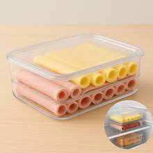 Cold Cuts Holder Ham Cheese Acrylic Resistant Duplex Double With Lid Airtight Stackable - 白色 - 查看 1