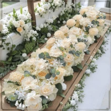 100 سم زهور وردية بيضاء اصطناعية فاخرة، زهور ديكور لحفل الزفاف، مركز طاولة الزفاف وخلفية الجدار والقوس ، ديكور الحفلات والحدائق والخارج