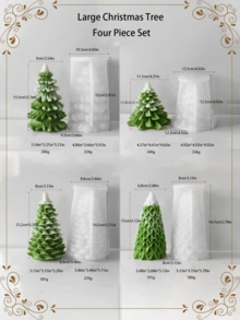 4 - Piece Christmas Tree Silicone Mold Set: Craft Stunning Holiday Candles With Ease! - White - View 12