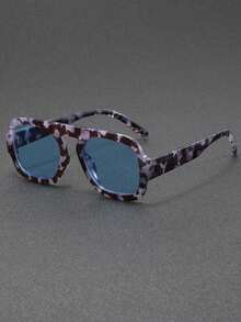 Men's Retro Double Bridge Square Fashion Glasses, Tortoiseshell - Multicolor - View 10