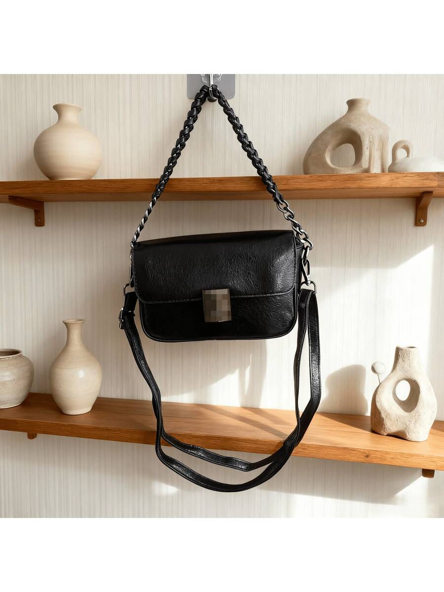 Mini bolsa elegante e moderna, bolsa de cosméticos elegante, bolsa para festa à noite - Preto - Visão 1