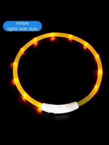 1pc LED Glowing Dog Collar, USB Rechargeable, Bright Luminous Pet Necklace, Anti-Lost, Long-Lasting Glow, Multi-Color Fiber Optic & LED Strip Options - Multicolor - View 32
