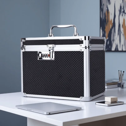 1pc New Makeup Storage Box Indoor Outdoor Portable Organizer Box With Flip Cover And Password Lock, Travel-Friendly Cosmetic Case With Spill-Resistant Compartments, Durable Lightweight Multi-Compartment Design, Quick-Access Flip Lid, Secure Lock, Ideal For Vanity, Dresser, Gym, Beach, Spring Break, Valentine's Day Prep, Mother's Day Gift, Easter Travel, Wedding Day Beauty Kit, Holiday Makeover Essentials