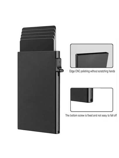 1 Piece Side Push Aluminum Alloy Card Bag Metal Automatic Pop-Up Card Wallet Side Press Card Box RFID Aluminum Card Bag For Men Wallet Mini Wallet Purse Wallet Coin Wallet