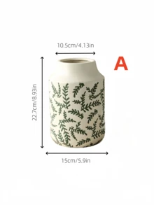 1 Peça Vaso Cerâmico com Design Fresco e Minimalista, Padrão Impresso Branco - Adequado para Segurar Água para Arranjar Flores Frescas e Pode Ser Usado como Ornamento Decorativo em Múltiplos Cenários