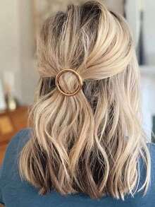 Elegant Round Zinc Alloy Hair Clip High Quality Material Fine Polishing Wear Resistant Corrosion Resistant Rounded Ring Design Smooth Lines Not Pulling Hair Pressure Free Scalp For Fresh Colors Daily Commuting Dating Hairstyle Accessory