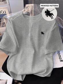 CAMISETA DE CUELLO REDONDO MANGA CORTA IDEAL PARA TI CON ESTAMPADO DE Pony - Gris - Ver 1