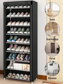 4/5/6/7/8/9 Niveles Zapatera Multifuncional : Organizador de Calzado con Espacio Ajustable para Botas y Diseño Armable - Zapatera Armable de 4/5/6 Niveles con Espacio Ajustable para Botas: Organizador Multifuncional de Gran Capacidad. - 4 capas - Ver 2