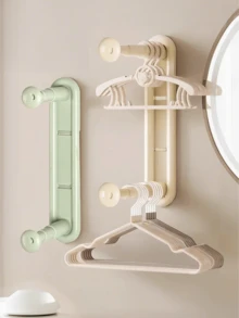 Multi-Color Plastic Double-Layer Clothes Hanger Rack, Wall-Mounted Expandable Clothes Drying Rack, Space-Saving Wardrobe Organizer, Compact Heavy-Duty Garment Rack For Small Apartments And Dorms, Bathroom And Balcony Drying Assistant, Entryway And Hallway Organizer, Portable Closet Storage Solution For Travel, Easy-Access Sorting System, Convenient For Seasonal Wardrobe Changeover And Holiday Gift Storage - Multicolor - View 10