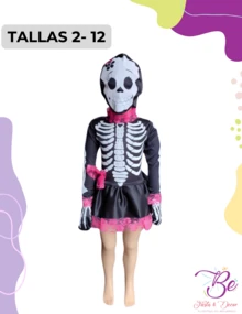 Disfraz de Calaca Halloween Cosplay Niña - Negro - Ver 3