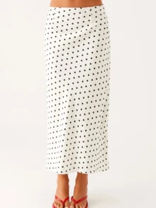 Women Polka Dot Skirts Set Sleeveless Halter Neck Slim Fit Crop Top Bodycon Maxi Skirt Sets Summer Outfits - trắng - Xem 7