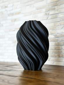 1 pièce Vase à fleurs en plastique moderne incurvé avec herbe de pampa artificielle, décoration minimaliste pour la maison, centre de table de mariage, salon, bureau, cadeau de pendaison de crémaillère, décoration de pièce, vase en verre à design torsadé gris