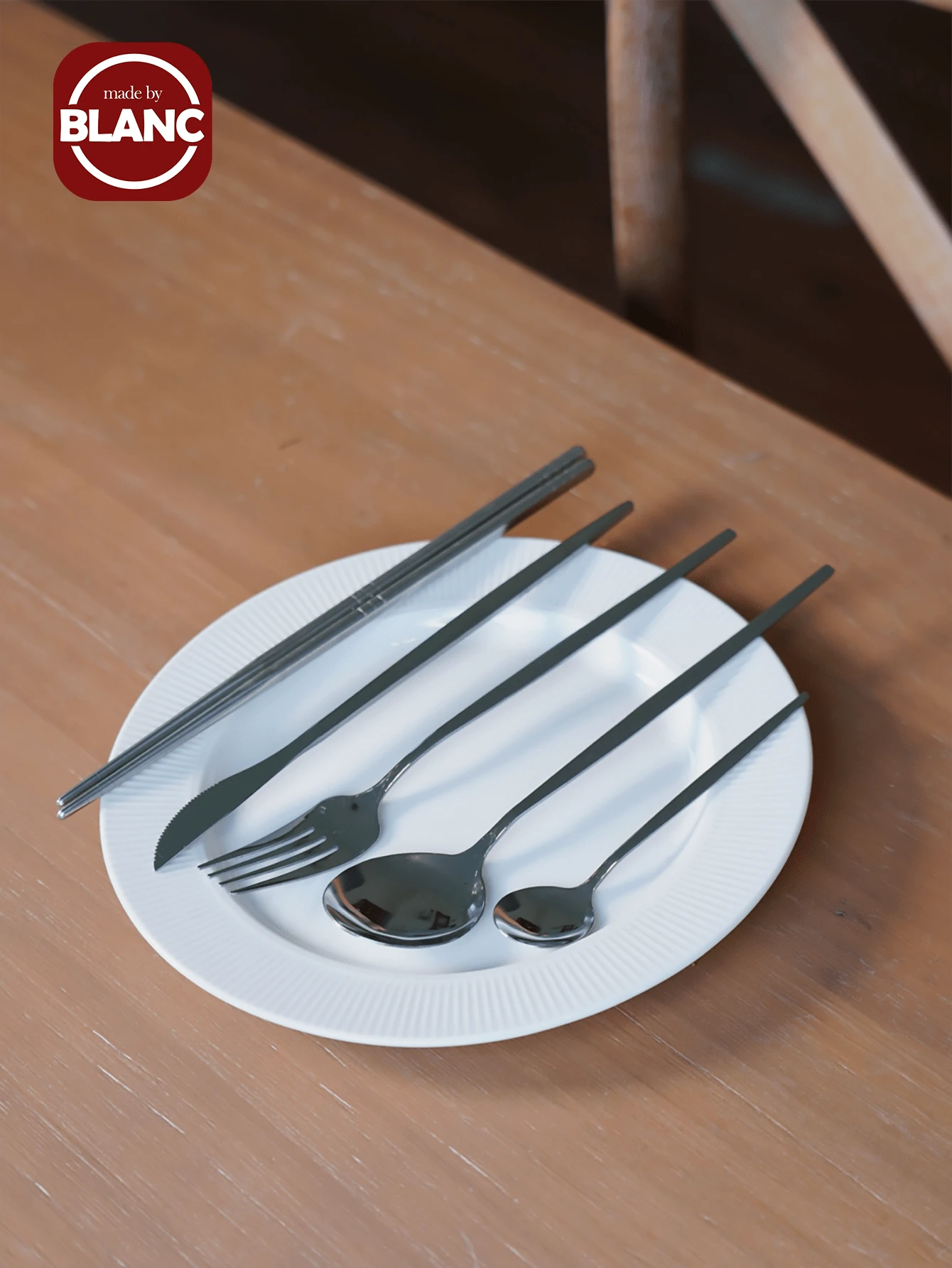 6pcs Stainless Steel Portable Cutlery Set With Portuguese Knife, Fork, Spoon, Dessert Spoon, Six-Ring Chopsticks And Gray Mesh Storage Bag, Suitable For Outdoor Camping, Picnic, Student Office Workers Lunch ,Kitchen,Christmas Gift,School Supplies - Silver - View 1