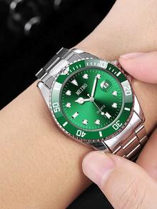 1 件绿水鬼设计男士石英腕表，时尚钢带 - 銀色 - 查看 2