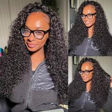 ZHENDEFA 1pc Real Human Hair Jerry Curl Half Wig, Glueless Flip Over Invisible Hairline Half Wig, Beginner Friendly Headband Wig For Women - SNatural - View 3