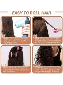 Set de 24 piezas/Rodillos de cabello de gran tamaño con pinzas, rizador autoadhesivo adecuado para cabello largo/medio/corto y flequillo, herramienta de rizado de cabello DIY (incluye 12 tubos de rodillo grandes + 12 pinzas), rizadores de cabello, rizos sin calor, rizador de cabello, productos y accesorios para el cabello para peluquería, salón de belleza, viajes, vuelta al colegio, vacaciones, accesorios para el cabello para mujeres - marrón - Ver 6