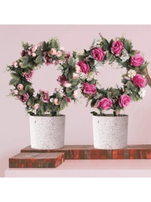 2pcs Rust-Free Iron Garden Trellises For Climbing Plants, Plant Support Stakes, Trellis Cage For Potted Plants, Indoor And Outdoor Potted Plant Support Rack, Creative Floral Support Stand, Reusable Metal Climbing Plant Stems Support , Round & Heart Shaped, Ideal For Pothos, Hoya, Vines | Durable Metal Plant Support, Garden Flower Supports, Garden Decor, Flower Pot Decor, Plant Trellis, Ideal For Healthy Growth Of Indoor Plants