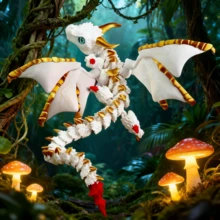 Dual-Horned Dragon With Wings, Flexible Posable Gradient Color Model Doll Figurine