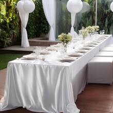 1Pc Rectangular/Round Elegant Satin Tablecloth Luxury Glossy Polyester Table Cover For Wedding, Party, Banquet Table Cover For Elegant Decor For Formal Dining Extra-Long Rectangular Table Cover Shiny Bridal Banquet Tablecloth For Reception & Party Machine Washable