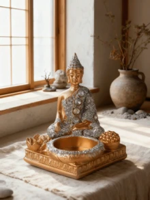 1 pièce Statue de Bouddha, statue de Bouddha pour la décoration de méditation, décoration spirituelle zen de Bouddha, statue et figurine de Bouddha pour la décoration de la maison, couleur or