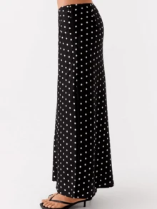 Women Polka Dot Skirts Set Sleeveless Halter Neck Slim Fit Crop Top Bodycon Maxi Skirt Sets Summer Outfits - 黑色 - 查看 5