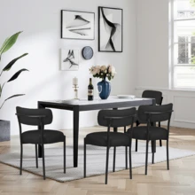 Juego de 2 sillas de comedor, sillas redondas de tela bouclé de peluche, sillas de cocina tapizadas de estilo mediados de siglo.