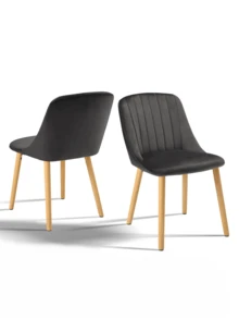 Goeurvant Modern Minimalist Vertical-Stripe Upholstered Dining Chairs With Ergonomic Back & Solid Wood Legs For Living Room, Kitchen, Bedroom - Set Of 2 / Set Of 4 / Set Of 6 - Dark Grey - Dark Grey - View 11