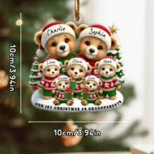 Personalized Elephant Family Christmas Decorations, Customized Bear Christmas Decorations, Gifts For Family Members For Christmas, Customized Family Name Decorations,Elegant Living,Artful Living - Bear - View 4