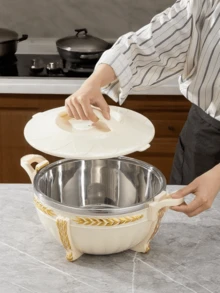 3升/7升/10升三件套保温餐盘套装，保温4-8小时，不锈钢保温容器，适用于冷热食物，自助餐/火锅保温碗套装，火锅餐具套装 - 黑色 - 查看 8