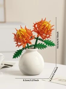 1361pcs Realistic Preserved Flower Building Blocks Basket, Roses/Sunflowers/Tulips/Lily Of The Valley/Roses/Lilies/Roses/Peonies/Jasmine Creative 3D Assembly Building Blocks Potted Succulent Plants Desktop Decor, Birthday/Halloween/Christmas Gift - Multicolor - View 43