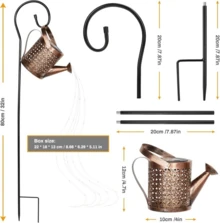 LED Solar Watering Can Lamp IPX4 Waterproof Hanging Stand String Lights Outdoor Garden Landscape Retro Metal, Halloween Decoration, Christmas Decor