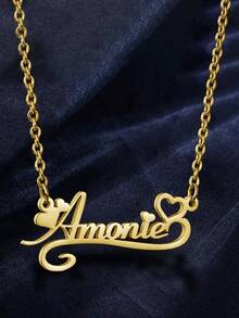 1 Peça Colar Personalizado em Forma de Coração com Nome - Perfeito para Dia das Mães, Dia dos Namorados, Aniversários, Aniversários, Formatura, Natal, Família e Presentes Sofisticados para Amigos e Colegas. Pingente Personalizado em Forma de Coração de Aço Inoxidável, Colar Personalizado com Nome, Moda de Outono, Vintage, Simples, Casual, Personalizado, Presente Único Ideal para Ela