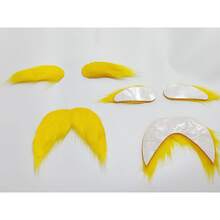 3 Pcs Yellow Mustache And Eyebrows Fake Beard For All Of Age,Cosplay Halloween Costume Accessories Funny Party Favor Men Women