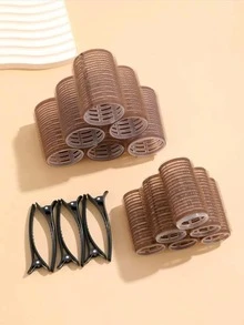 Set de 24 piezas/Rodillos de cabello de gran tamaño con pinzas, rizador autoadhesivo adecuado para cabello largo/medio/corto y flequillo, herramienta de rizado de cabello DIY (incluye 12 tubos de rodillo grandes + 12 pinzas), rizadores de cabello, rizos sin calor, rizador de cabello, productos y accesorios para el cabello para peluquería, salón de belleza, viajes, vuelta al colegio, vacaciones, accesorios para el cabello para mujeres - marrón - Ver 8
