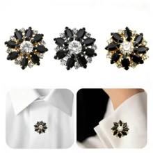 1pc Button Covers Cufflinks For Men Women,Button Cover For Shirt Tuxedo,Copper Base Black Rhinestone Flower,Decorative Buttons For Crafts,Shell Button Covers Fancy Accessories For Business Daily Party Wedding Gifts