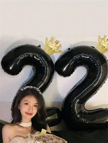 Globos con números y coronas doradas, adecuados para fiestas de cumpleaños de todas las edades y decoración de fiestas navideñas