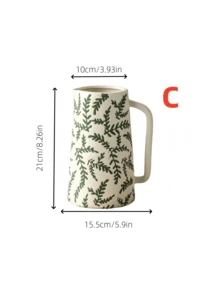 1 Peça Vaso Cerâmico com Design Fresco e Minimalista, Padrão Impresso Branco - Adequado para Segurar Água para Arranjar Flores Frescas e Pode Ser Usado como Ornamento Decorativo em Múltiplos Cenários