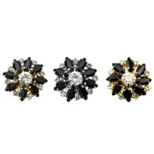 1pc Button Covers Cufflinks For Men Women,Button Cover For Shirt Tuxedo,Copper Base Black Rhinestone Flower,Decorative Buttons For Crafts,Shell Button Covers Fancy Accessories For Business Daily Party Wedding Gifts