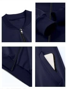 Men's Athletic Style Jacket With The Chef Is Here Graphic Print, Round Neck Pullover Outerwear, Casual Activewear Top For Everyday Wear & Exercise, Comfortable Fit. - Màu xanh hải quân - Xem 4