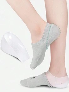 QKC 1 Pair Invisible Silicone Super Soft Removable Breathable Heel Cushion Insoles, Transparent Casual Shoes Height Increasing Inserts - Clear - View 6