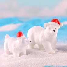 Pequeño regalo de Navidad, ornamento de paisaje micro de musgo con oso polar ártico, decoración de animal oso blanco