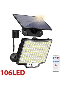 1 件太阳能供电 106 LED 户外壁灯，适用于户外墙壁、庭院、花园（基本款）圣诞装饰、圣诞灯、仙女灯 - 白色 - 查看 2