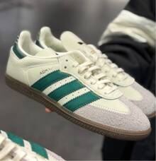 Adidas Originals SAMBA OG Comfortable Versatile Wear-Resistant Low-Top Sneakers CY Women's White And Green