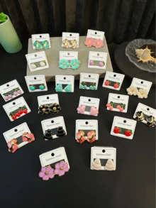 4/12/24pcs Multi-Color Stainless Steel Earrings Set, Assorted Styles, Suitable For Women's Daily, Party, Holiday Wear. Perfect Gift For Teachers, Classmates. - Multicolor - View 9