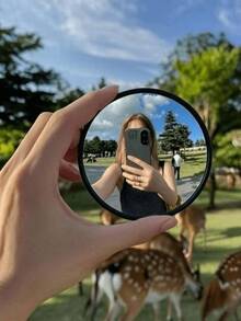 1PC Elegant Black Art Deco Round Convex Mirror - Full-Length Plastic Wall Decor For Living Room & Bedroom, No Electricity Needed, Featherless, Horizontal Orientation, Modern Home Decor, Room Decor