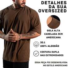 KIT 3 Men's Oversized Plain T-Shirts – Premium Cotton, Comfort, Style, Streetwear, Casual, High Quality - 棕黑色米色 - 查看 2