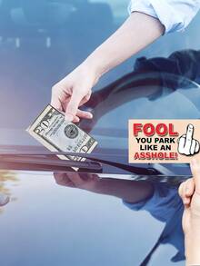 Prank Cards, Illegal Parking Prank Cards, Bad Parking Prank Cards, Look Like $50 Bills From A Distance, Leave Them Under The Driver'S Car Wipers, Use Them For Pranks On Illegal Parking Drivers, Halloween Prank Cards, Garage Illegal Parking Prank Cards. - 白色 - 查看 1