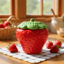 Strawberry Sweet Food Container 2 Liters Ceramic - 紅色 - 查看 7